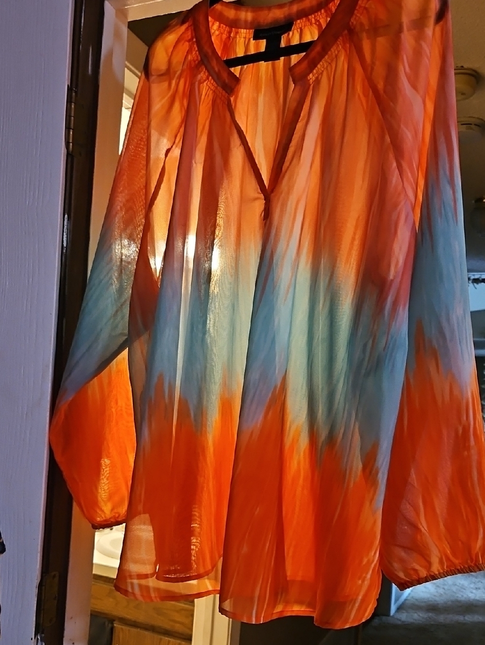 Lightweight Orange & Blue Ombre Women's Blouse